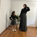 Eteği Puantiye Anne Kız Kombin Elbise Siyah