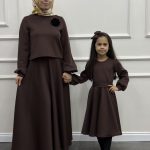 Etekli Takım Anne Kız Kahverengi