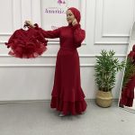 Düğünlerin Rahatlığı Anne Kız Kombin Kırmızı