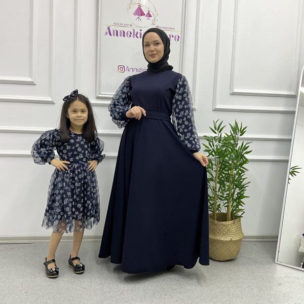 Papatya Şıklığı Anne Kız Kombin Lacivert