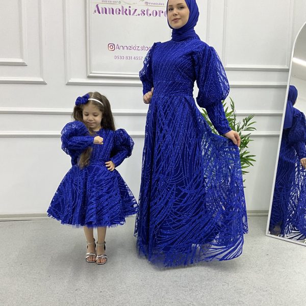Mavi Şıklığı Anne Kız Abiye