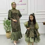 Palet Abiye Anne Kız Kombin Yeşil