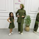 Tunik Pantolon Anne Kız Kombin Yeşil