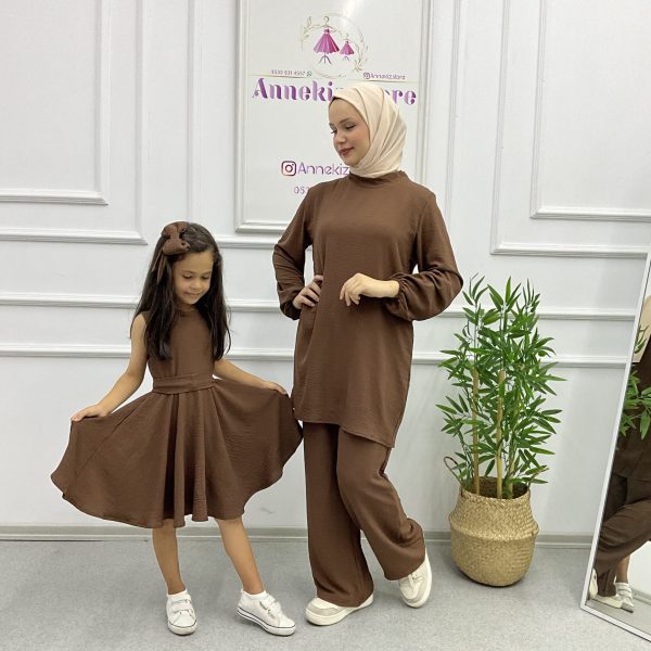 Tunik Pantolon Anne Kız Kombin Kahverengi