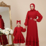 Anne Kız Kombin Kırmızı