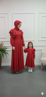 Anne Kız Kombin Kırmızı