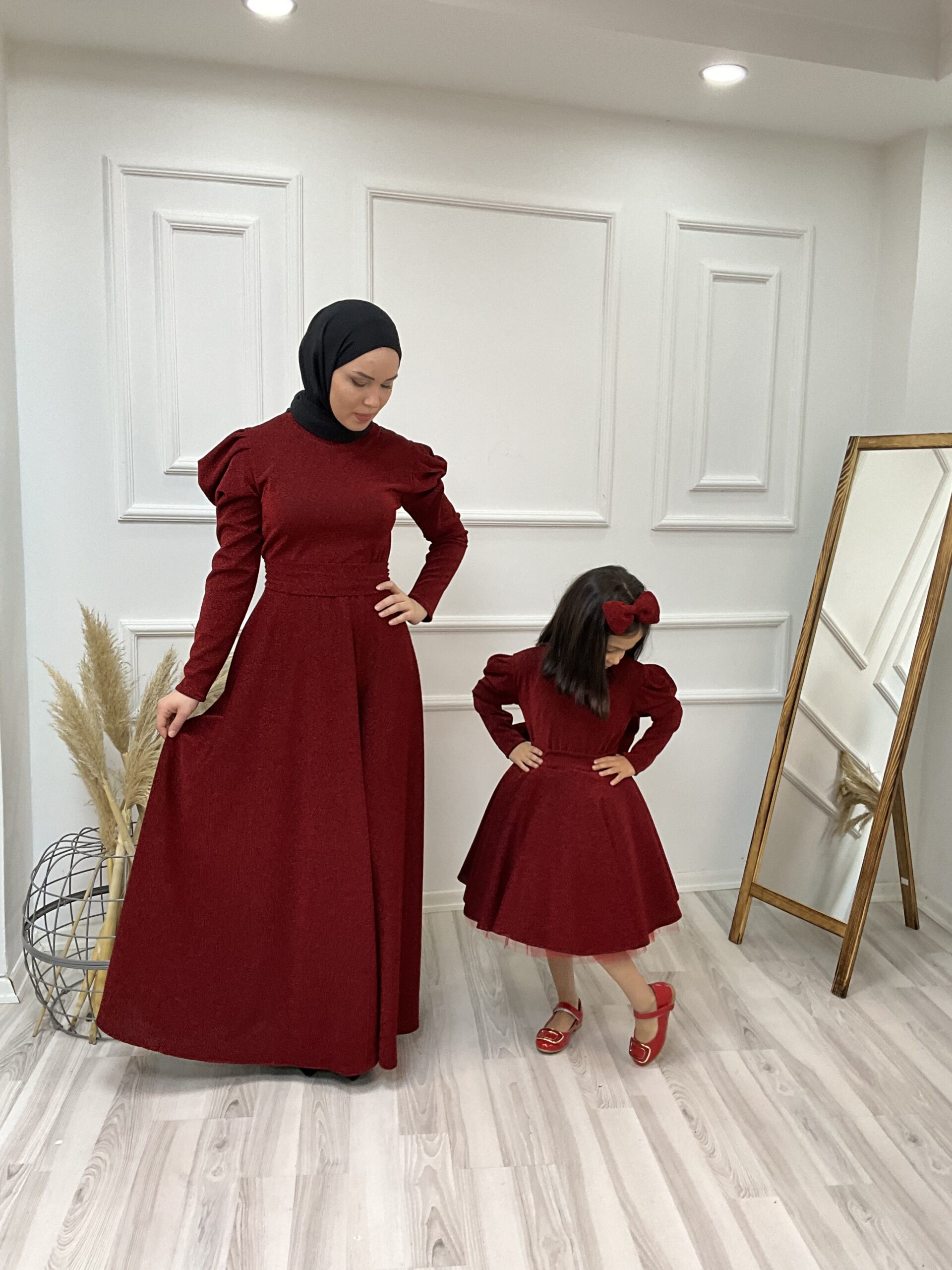 Anne Kız Kombin Kırmızı