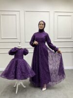 Anne Kız Abiye Mor