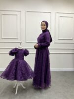 Anne Kız Abiye Mor - Görsel 2