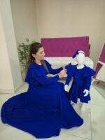 Anne Kız Elbise MAVİ - Görsel 3