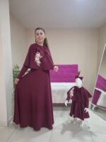 Anne Kız Elbise BORDO - Görsel 4