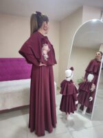 Anne Kız Elbise BORDO - Görsel 2