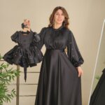 Anne Kız Saten Abiye SİYAH