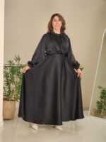 Anne Kız Saten Abiye SİYAH - Görsel 3