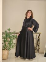 Anne Kız Saten Abiye SİYAH - Görsel 5