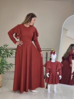Anne Kız Elbise KIRMIZI - Görsel 2